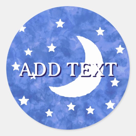 Moon Stars Waterverf Decor Ronde Sticker (Voorkant)
