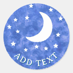 Moon Stars Waterverf Decor Ronde Sticker