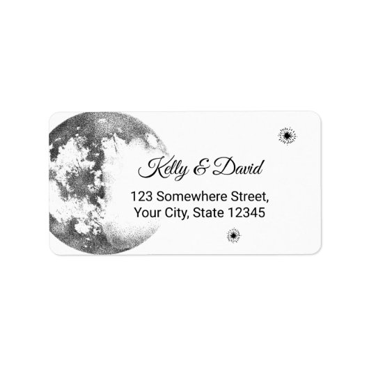 Moon & Stars Wedding Return-adreslabels Etiket (Voorkant)