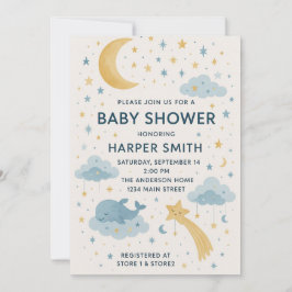 Moon, Stars & Whimsical Sky Celestial Baby shower Kaart