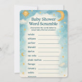 Moon, Stars & Whimsical Word Scramble Baby Shower Kaart (Voorkant)