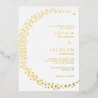 Moon Stars White Wedding Folie Invitation