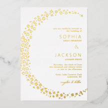 Moon Stars White Wedding Folie Invitation