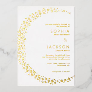 Moon Stars White Wedding Folie Invitation Uitnodiging