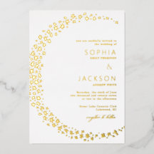 Moon Stars White Wedding Folie Invitation