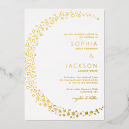 Moon Stars White Wedding Folie Invitation Uitnodiging