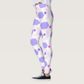 Moon Stars Wolken Patroon Donker Paarse Roze Leggings (Links)