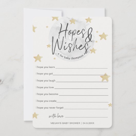 Moon Starts Hopes & Wishes Girl Baby shower Card Kaart (Voorkant)