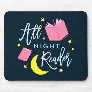 Moon sterren en Roze boeken Al Nachtlezer Muismat