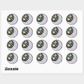 Moon, sterren, stijgende zon ronde sticker (Vel)