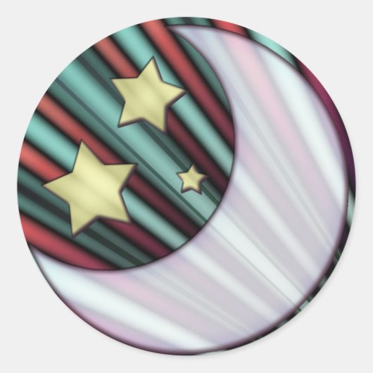 Moon, sterren, stijgende zon ronde sticker (Voorkant)