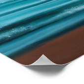 Moon stijgt boven blauwgroen zee poster (Hoek)