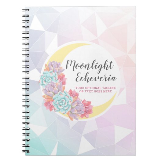 Moon & Succulents Pastel Mystic Boho Floral Cactus Notitieboek (Voorkant)