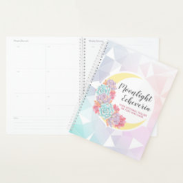 Moon & Succulents Pastel Mystic Boho Floral Cactus Planner