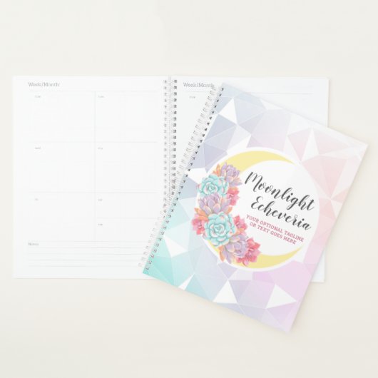Moon & Succulents Pastel Mystic Boho Floral Cactus Planner (Display)