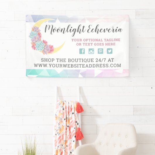 Moon & Succulents Pastel Mystic Boho Floral Cactus Spandoek (Insitu)