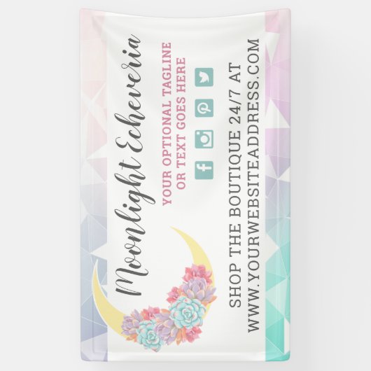 Moon & Succulents Pastel Mystic Boho Floral Cactus Spandoek (Verticaal)