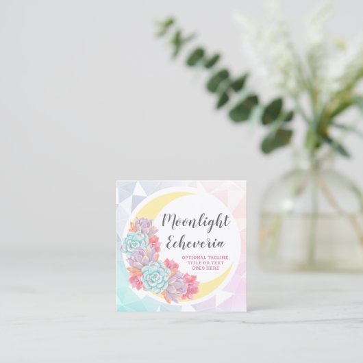 Moon & Succulents Pastel Mystic Cactus Social Icon Vierkante Visitekaartje (Staand voorkant)