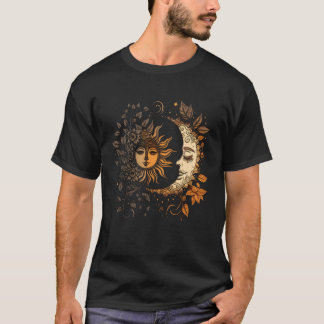 Moon Sun Bohemian Boho Astronomie Ruimte T-shirt