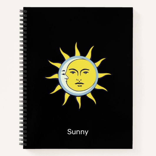 Moon & Sun Conjunction on Black Notitieboek (Voorkant)