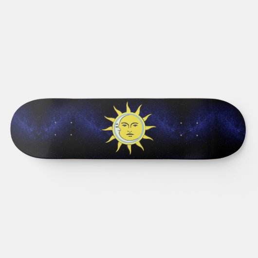 Moon & Sun Conjunction on Navy Blue Galaxy Skatebo Persoonlijk Skateboard (Horizontaal)