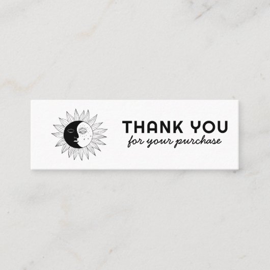 Moon & Sun Elegant klantenbestelling Dank u BW Mini Visitekaartje (Voorkant)
