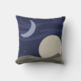 Moon & Sun Night over Desert Dunes Throw Pillow Kussen