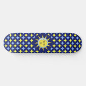 Moon & Sun op blauw en geel Star-patroon Persoonlijk Skateboard (Horizontaal)