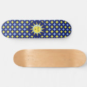 Moon & Sun op blauw en geel Star-patroon Persoonlijk Skateboard (Horizontaal)