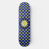Moon & Sun op blauw en geel Star-patroon Persoonlijk Skateboard (Voorkant)