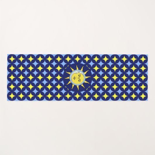 Moon & Sun op blauw en geel Star-patroon Yogamat (Voorkant (horizontaal))