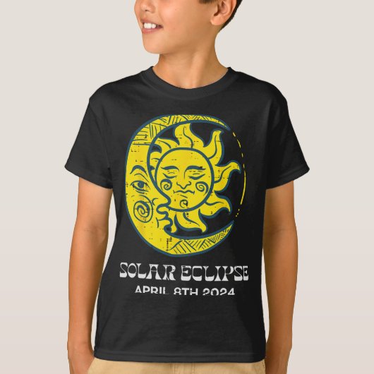 Moon Sun Solar Eclipse 2024 Totaliteit April 8 Vro T-shirt (Voorkant)