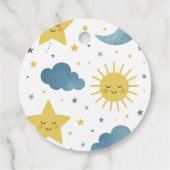 Moon, Sun & Stars Celestial Baby shower Bedankjes Labels (Achterkant)