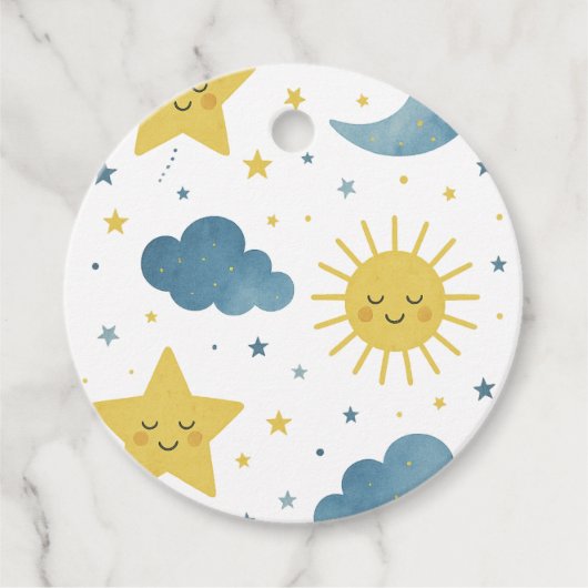 Moon, Sun & Stars Celestial Baby shower Bedankjes Labels (Voorkant)