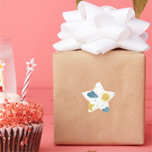 Moon, Sun & Stars Celestial Baby shower Ster Sticker (Feest)