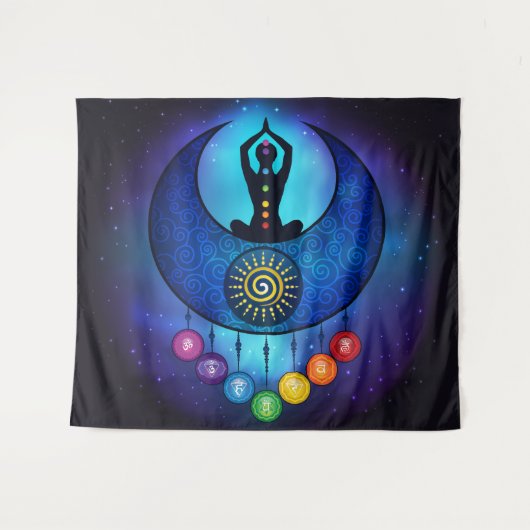 Moon & Sun Woman Chakra Tapestry - 59bl Wandkleed (Voorkant (horizontaal))