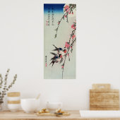 Moon, Swallows en Perzikbloesems, Ando Hiroshige Poster (Keuken)