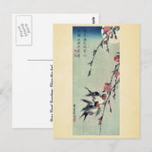 Moon, swallows en perzikbloesems, gemaakt door And Briefkaart (Voorkant / Achterkant)