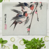 Moon, Swallows en Perzikkeukenhanddoek Theedoek (Gevouwen)