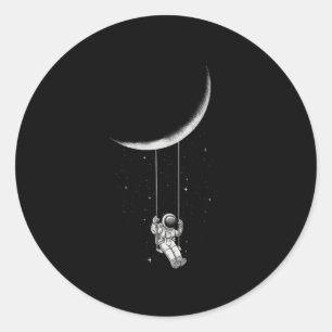 Moon Swing Astronaut Stars Space Ronde Sticker