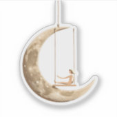 Moon Swing Sticker: grillig kosmisch droomontwerp Sticker (Voorkant)