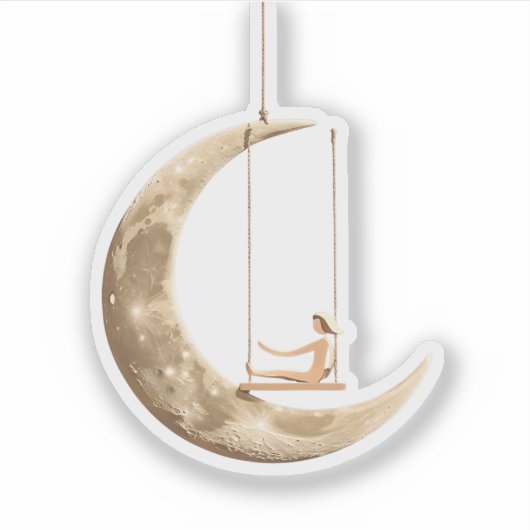 Moon Swing Sticker: grillig kosmisch droomontwerp Sticker (Voorkant)