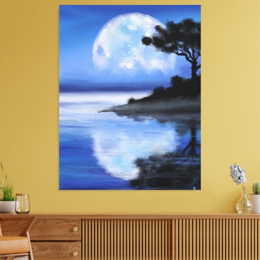 Moon Tales - Waterverf Canvas Afdruk (Insitu (Woonkamer))