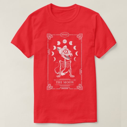 Moon Tarot Kaart Cat Skeleton Feline Gothic Hwe T-shirt (Design voorkant)