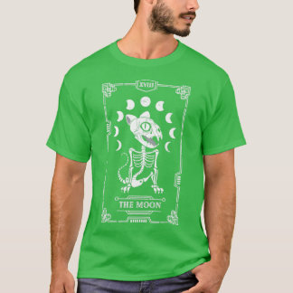 Moon Tarot Kaart Cat Skeleton Feline Gothic Hwe T-shirt
