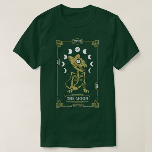 Moon Tarot Kaart Cat Skeleton Feline Gothic Hwe T-shirt (Design voorkant)