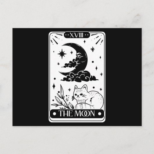 Moon Tarot-kaart en schattige kat Briefkaart (Voorkant)