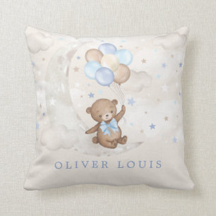 Moon Teddy Bear Blue Balloons Baby Boy Nursery Kussen