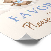 Moon Teddy Bear Blue Brown Balloons Favors Sign Poster (Hoek)