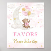 Moon Teddy Bear Roze Gouden Ballonnen Favors teken Poster (Voorkant)